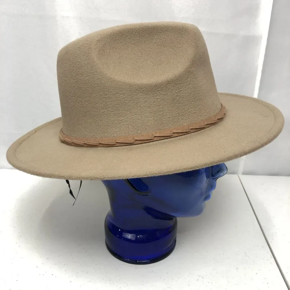 Fedora Hat Womens One Size OS Tan Felt Time And Tru 2.5